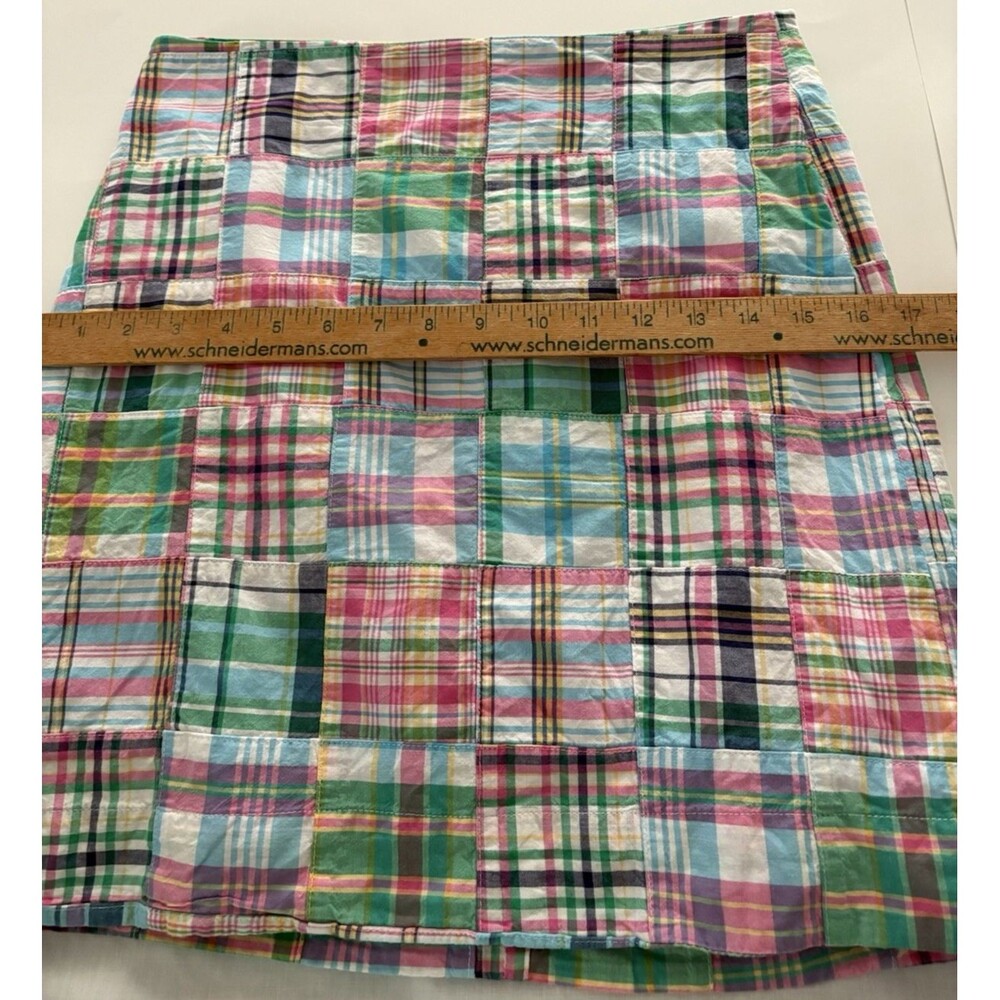 Talbots Patchwork Skirt Womens 4P Pink Blue Green Madras Plaid Preppy Beach - Picture 7 of 13